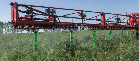 The Agrifac Condor showcasing the vertical spraying solution in the field.