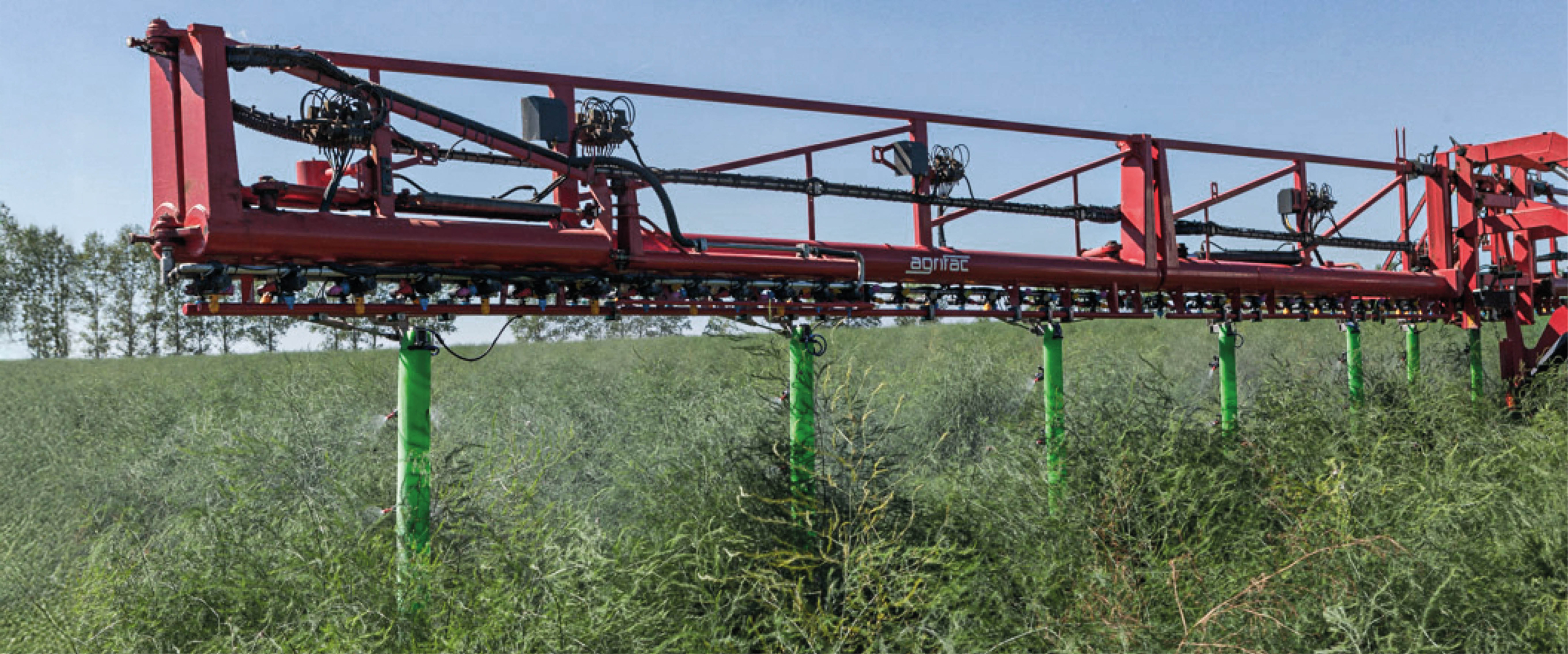 The Agrifac Condor showcasing the vertical spraying solution in the field.