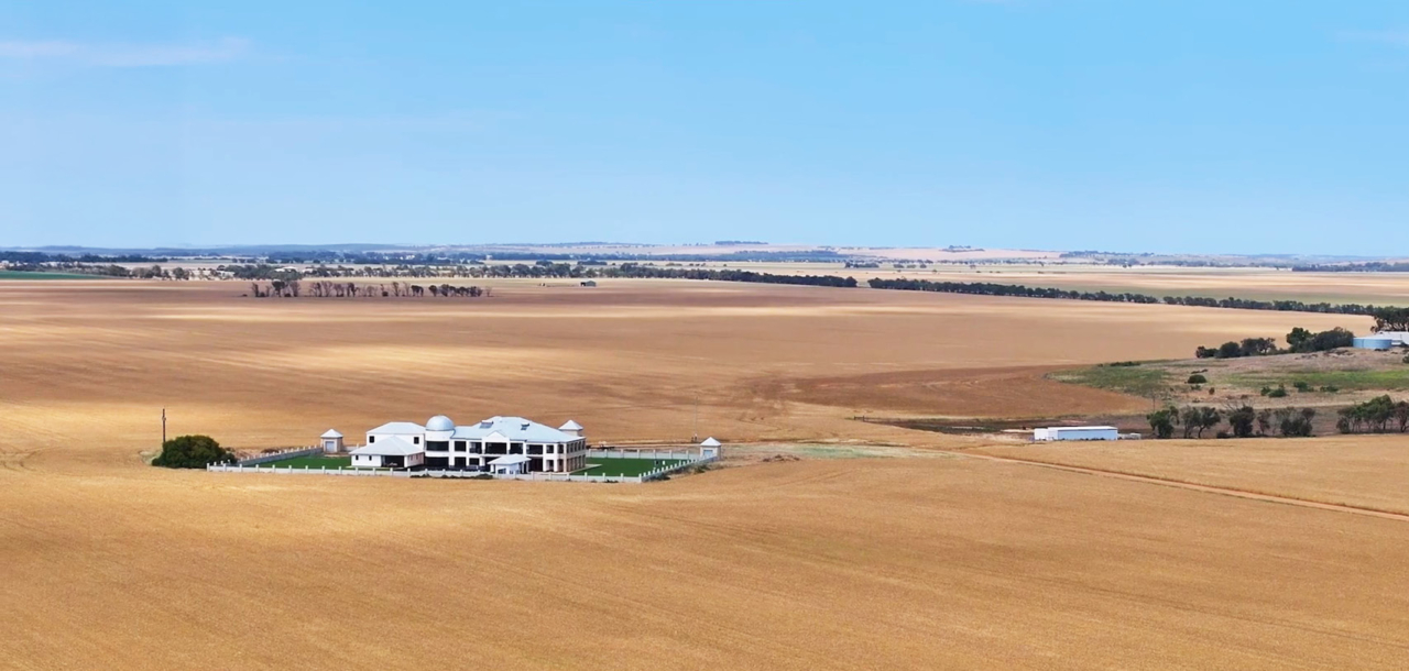 Bird's eye view of the Georgina Farms company in Australia.