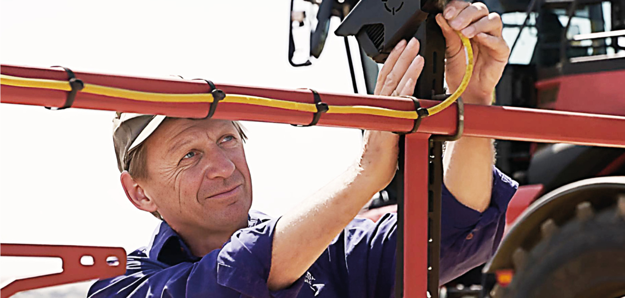 Gareth Rowe working on his Agrifac Condor Endurance.