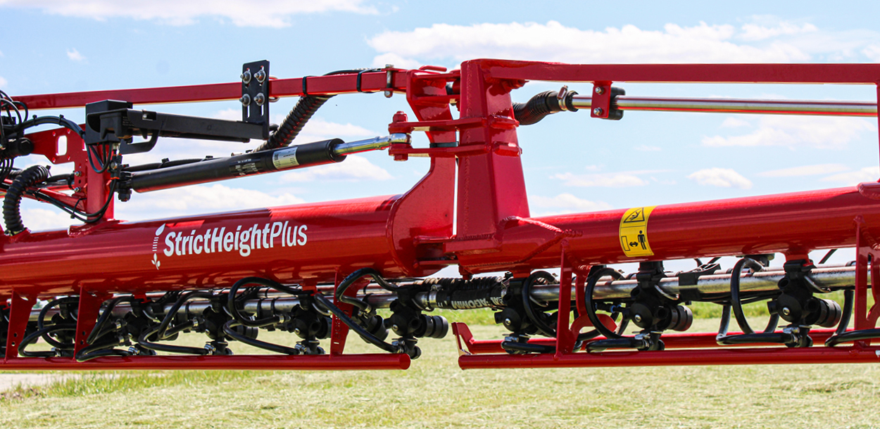 Close up view of a J boom component.