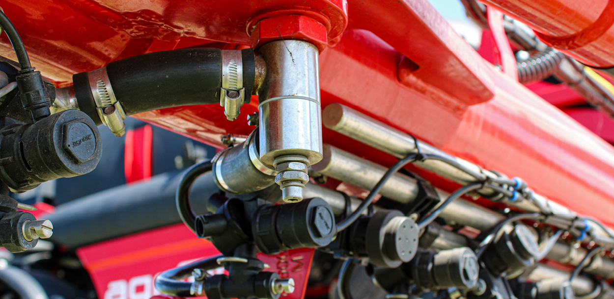 Close up view of a J boom component.