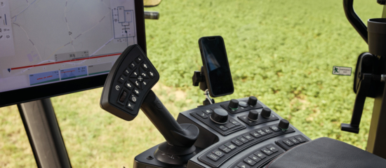 Close up of the EcoTronicPlus operating screen and armrest.