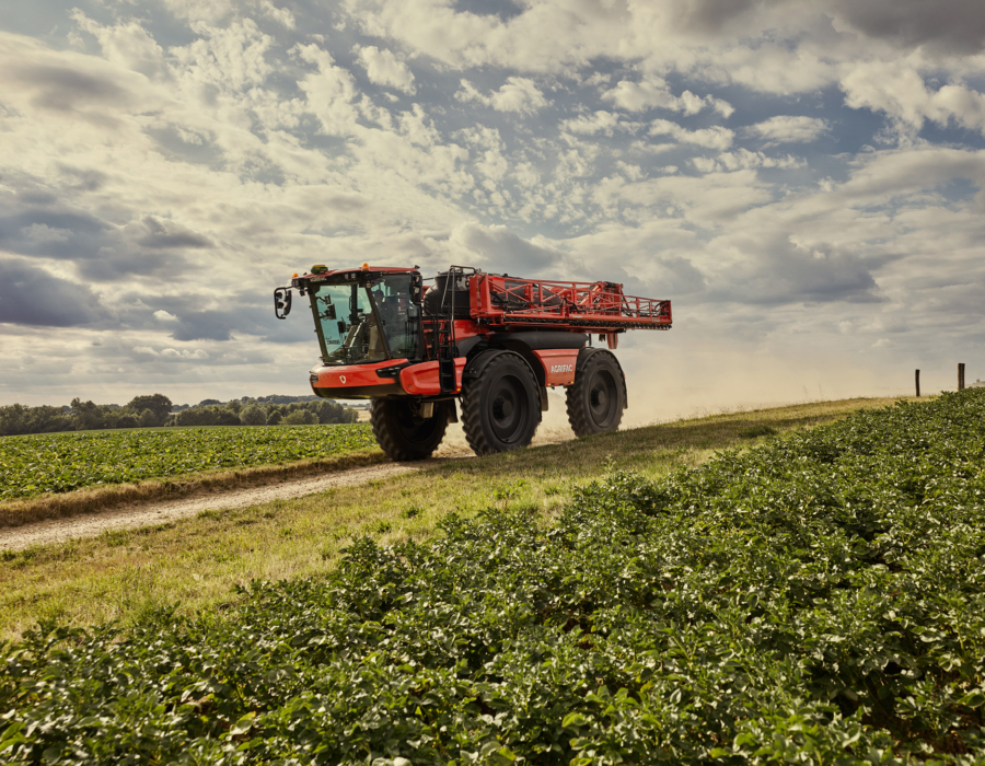 Endurance 80 standing still on the road with booms folded.