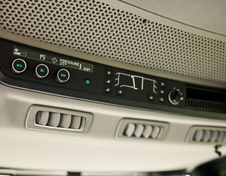 Close up of the radio in the Agrifac cab.