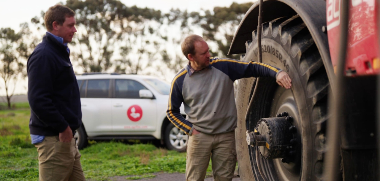 Tim Rethus standing next to his Agrifac Condor Endurance.